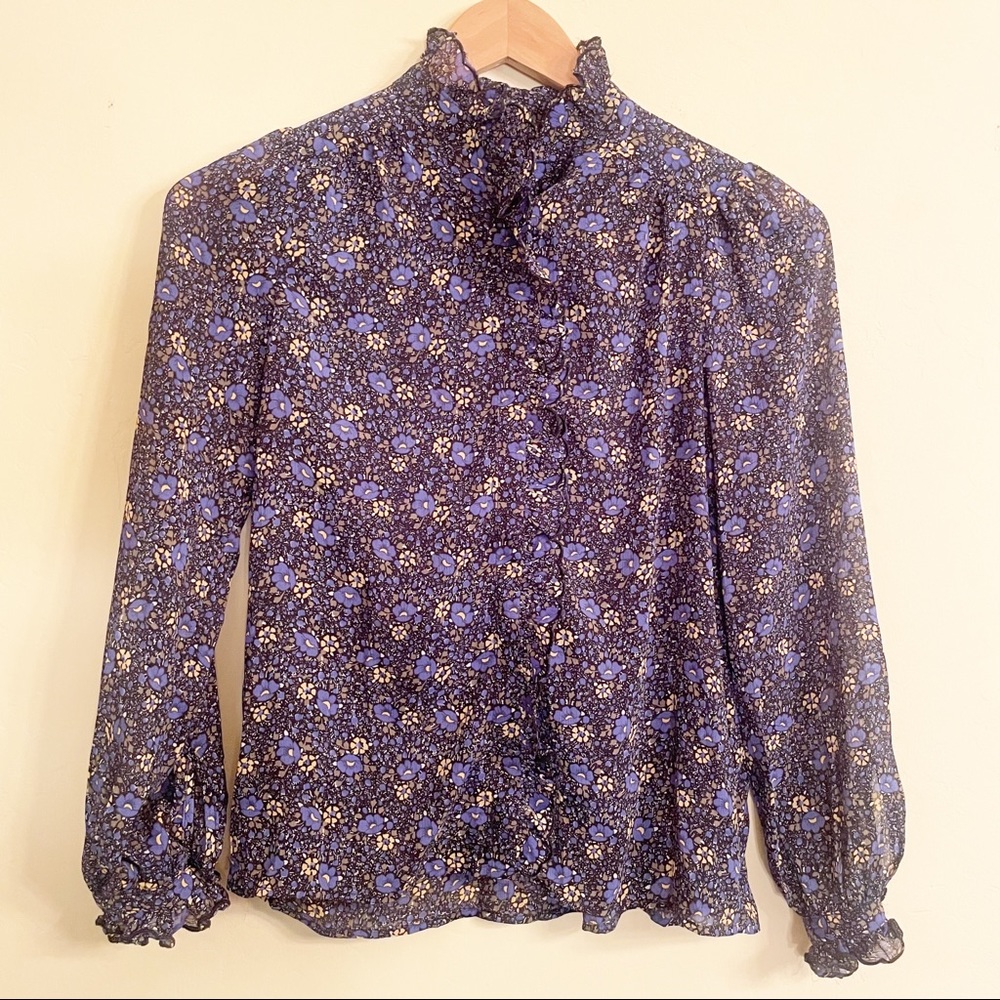 Frnch Long-sleeve Floral Ruffle Top. Size XS. EUC